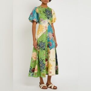 Alemais Avery floral linen midi dress $615 NEW without tag
